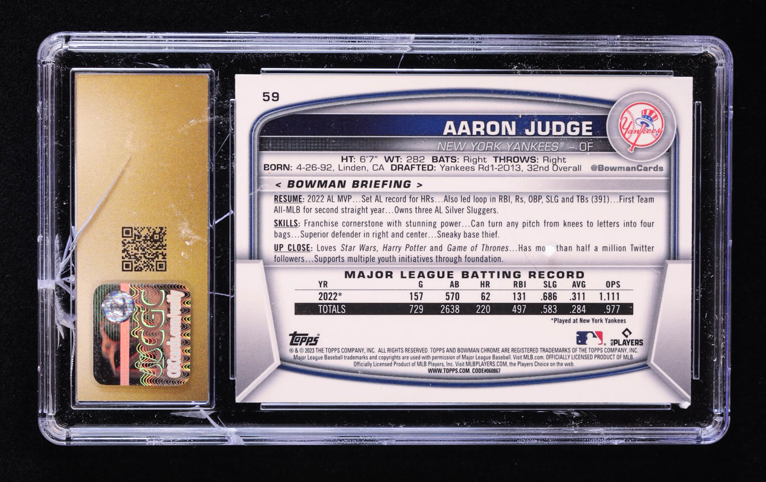 Aaron Judge 2023 Bowman Chrome Mega Box #59 (CGC 10 | Pristine Black Label) at PristineAuction.com Aaron Judge 2023 Bowman Chrome Mega Box #59 (CGC 10 | Pristine Black Label) at PristineAuction.com