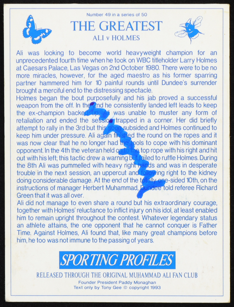 Muhammad Ali Signed 1993 Sporting Profiles The Greatest #49 Ali v ...