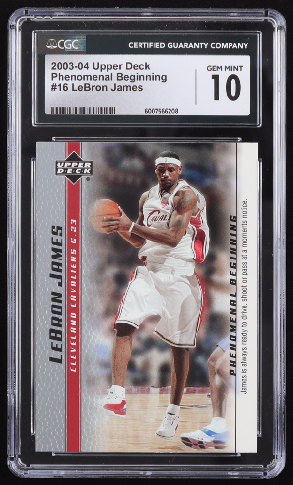 LeBron James 2003-04 Upper Deck Phenomenal Beginning LeBron James #16 RC / James Is Always Ready (CGC 10) at PristineAuction.com LeBron James 2003-04 Upper Deck Phenomenal Beginning LeBron James #16 RC / James Is Always Ready (CGC 10) at PristineAuction.com