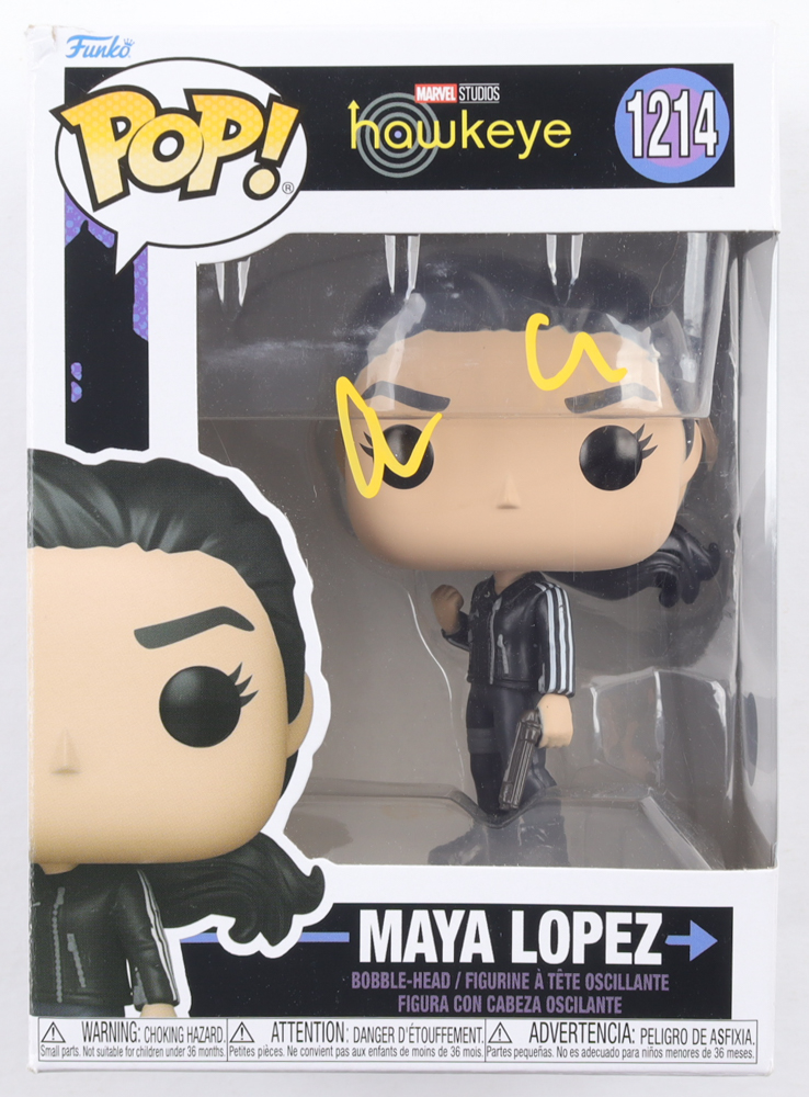 Alaqua Cox Signed "Hawkeye" #1214 Maya Lopez Bobble-Head Funko Pop! Vinyl Figure (Beckett) at PristineAuction.com Alaqua Cox Signed "Hawkeye" #1214 Maya Lopez Bobble-Head Funko Pop! Vinyl Figure (Beckett) at PristineAuction.com