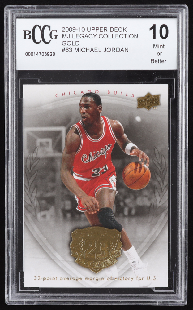 Michael Jordan 2009-10 Upper Deck Michael Jordan Legacy Collection Gold #63 (BCCG 10) at PristineAuction.com Michael Jordan 2009-10 Upper Deck Michael Jordan Legacy Collection Gold #63 (BCCG 10) at PristineAuction.com