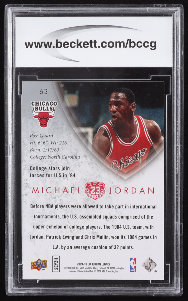 Michael Jordan 2009-10 Upper Deck Michael Jordan Legacy Collection Gold #63 (BCCG 10) at PristineAuction.com Michael Jordan 2009-10 Upper Deck Michael Jordan Legacy Collection Gold #63 (BCCG 10) at PristineAuction.com