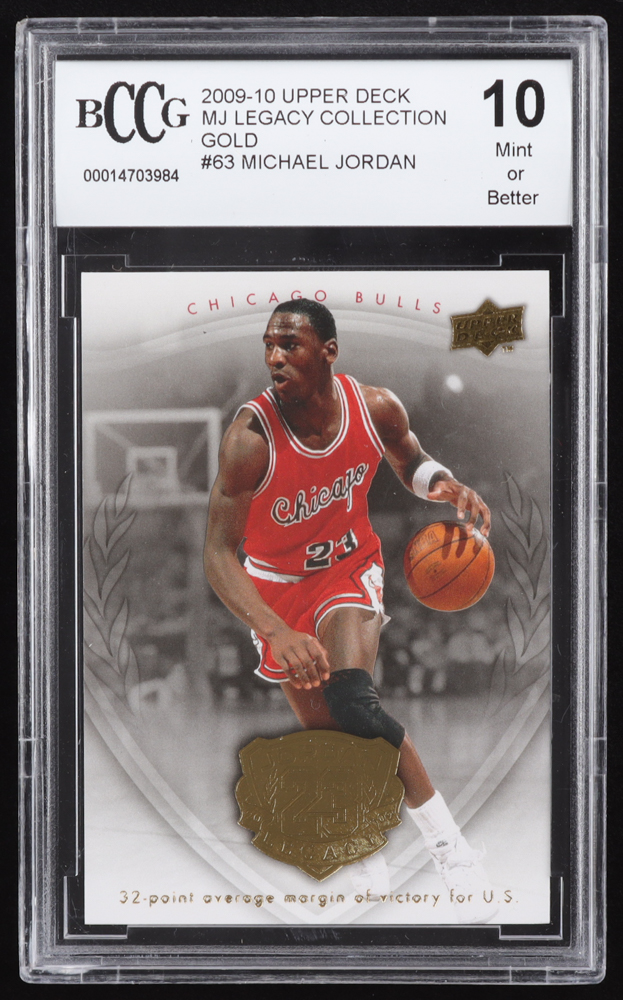 Michael Jordan 2009-10 Upper Deck Michael Jordan Legacy Collection Gold #63 (BCCG 10) at PristineAuction.com Michael Jordan 2009-10 Upper Deck Michael Jordan Legacy Collection Gold #63 (BCCG 10) at PristineAuction.com