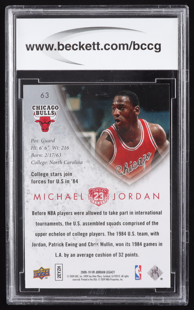 Michael Jordan 2009-10 Upper Deck Michael Jordan Legacy Collection Gold #63 (BCCG 10) at PristineAuction.com Michael Jordan 2009-10 Upper Deck Michael Jordan Legacy Collection Gold #63 (BCCG 10) at PristineAuction.com