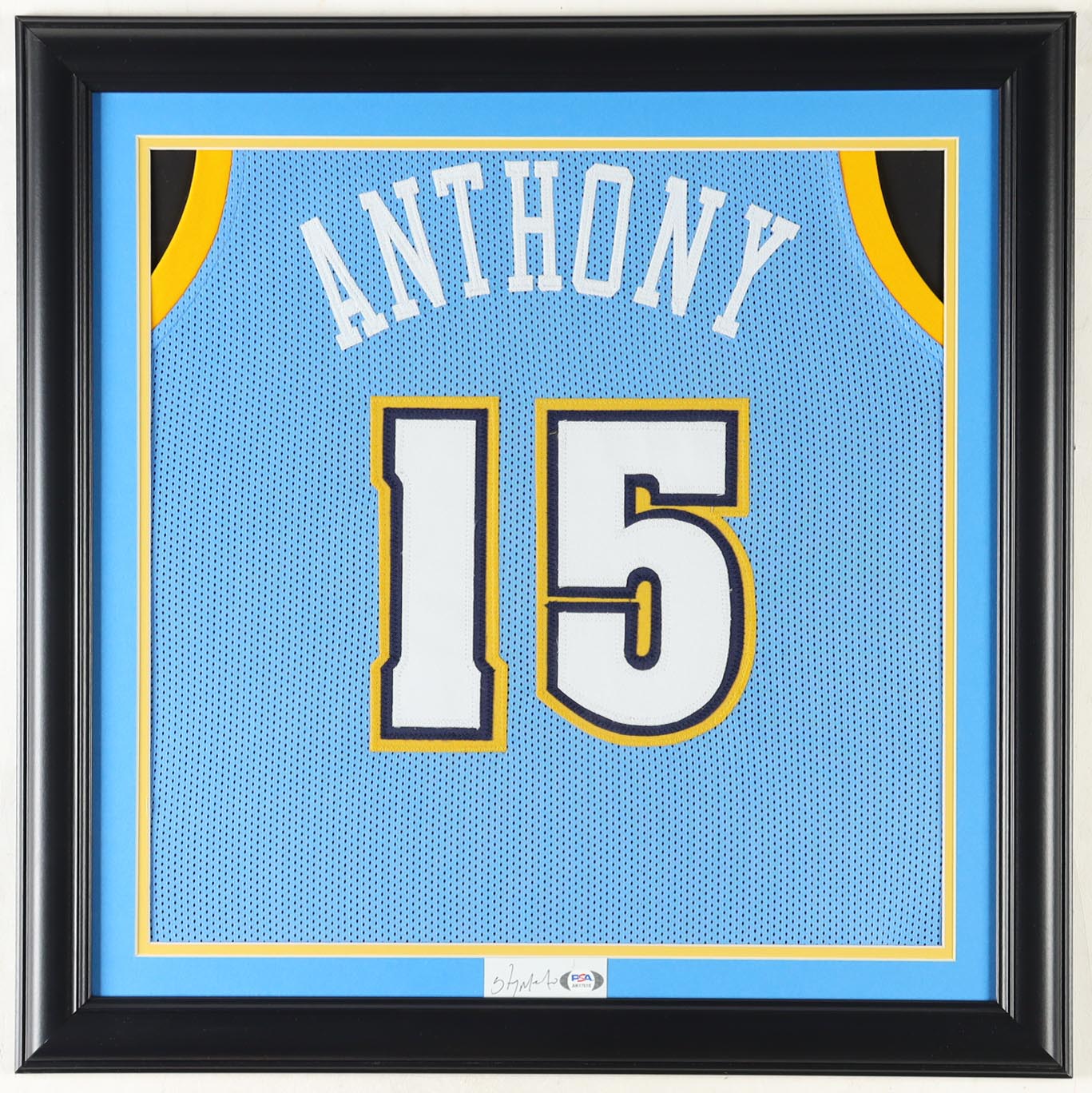 Carmelo Anthony Signed Custom Framed Cut Display With Jersey (PSA) at PristineAuction.com Carmelo Anthony Signed Custom Framed Cut Display With Jersey (PSA) at PristineAuction.com