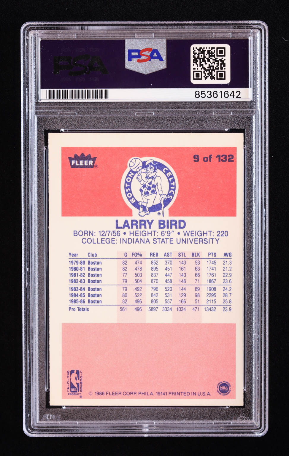 Larry Bird Signed 1986-87 Fleer #9 (PSA | Autograph Graded PSA 10) at PristineAuction.com Larry Bird Signed 1986-87 Fleer #9 (PSA | Autograph Graded PSA 10) at PristineAuction.com