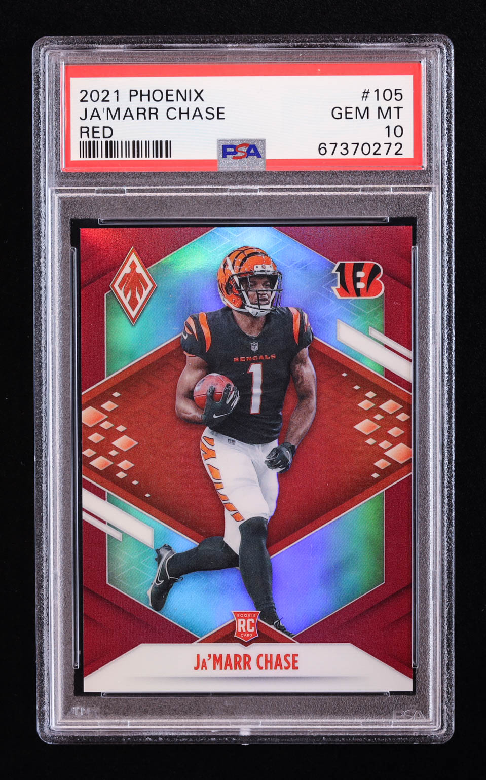 Ja'Marr Chase 2021 Panini Phoenix Fire Burst #105 RC (PSA 10) at PristineAuction.com Ja'Marr Chase 2021 Panini Phoenix Fire Burst #105 RC (PSA 10) at PristineAuction.com