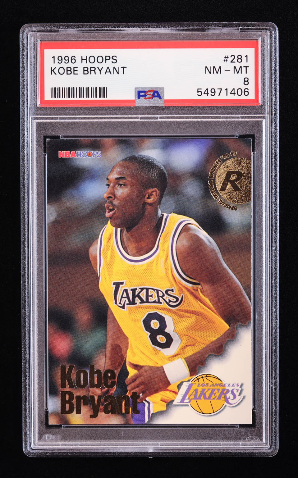 Kobe Bryant 1996-97 Hoops #281 RC (PSA 8) at PristineAuction.com Kobe Bryant 1996-97 Hoops #281 RC (PSA 8) at PristineAuction.com