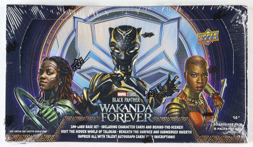 2024 Upper Deck Marvel Studios Black Panther Hobby Box With (15) Packs at PristineAuction.com 2024 Upper Deck Marvel Studios Black Panther Hobby Box With (15) Packs at PristineAuction.com