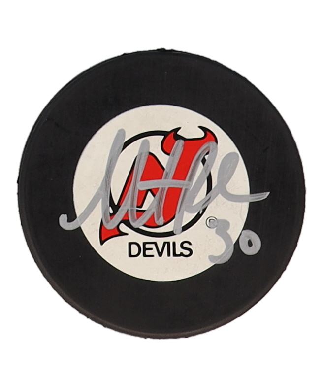 Martin Brodeur Signed Devils Logo Hockey Puck (UDA) at PristineAuction.com Martin Brodeur Signed Devils Logo Hockey Puck (UDA) at PristineAuction.com