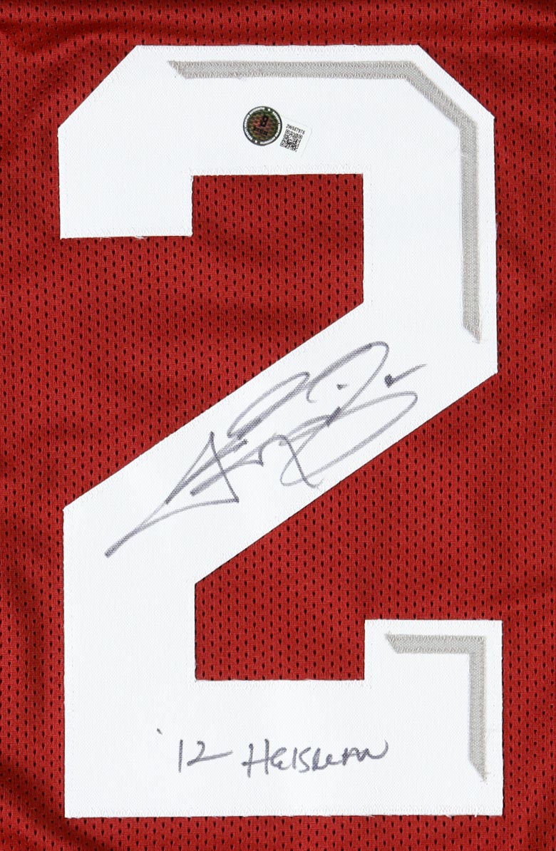 Johnny Manziel Signed Jersey Inscribed "'12 Heisman" (Beckett) at PristineAuction.com Johnny Manziel Signed Jersey Inscribed "'12 Heisman" (Beckett) at PristineAuction.com