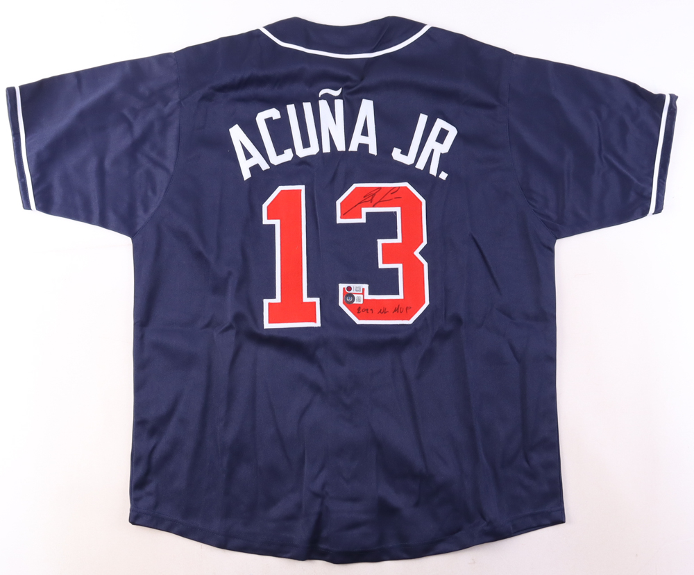 Ronald Acuna Jr. Signed Jersey Inscribed "2023 NL MVP" (Beckett & Acuna Jr.) at PristineAuction.com Ronald Acuna Jr. Signed Jersey Inscribed "2023 NL MVP" (Beckett & Acuna Jr.) at PristineAuction.com