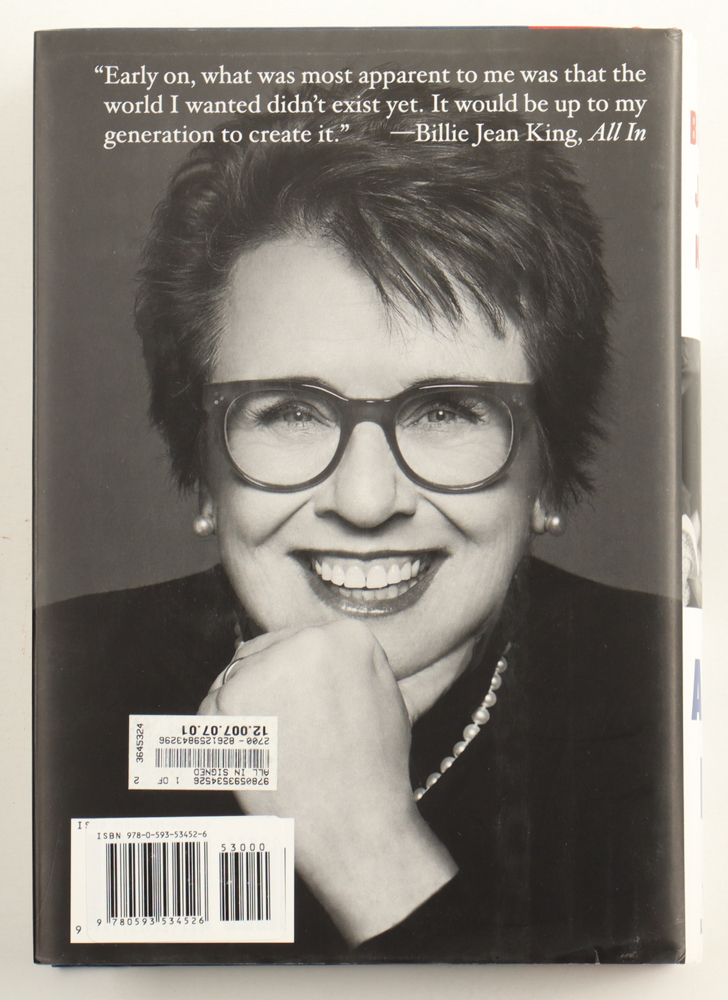 Billie Jean King Signed "All In" Hardcover Book (JSA) | Pristine Auction