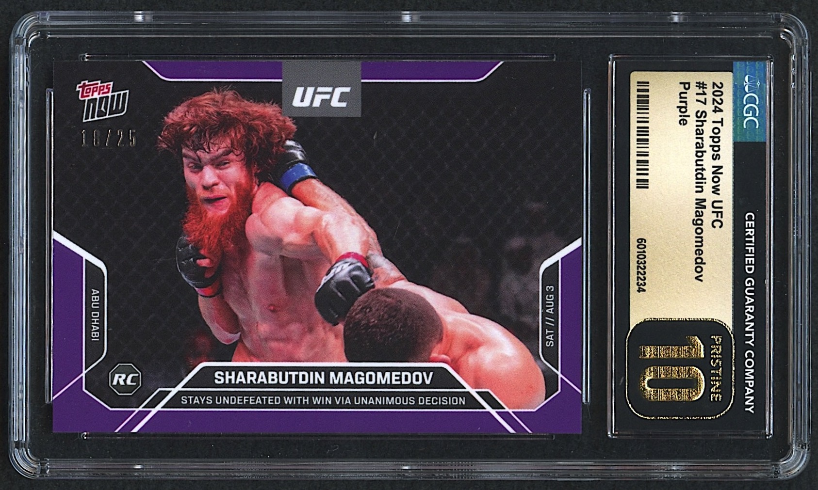 Sharabutdin Magomedov 2024 Topps Now UFC #17 Purple RC #18/25 (CGC 10 | Black Label) at PristineAuction.com Sharabutdin Magomedov 2024 Topps Now UFC #17 Purple RC #18/25 (CGC 10 | Black Label) at PristineAuction.com