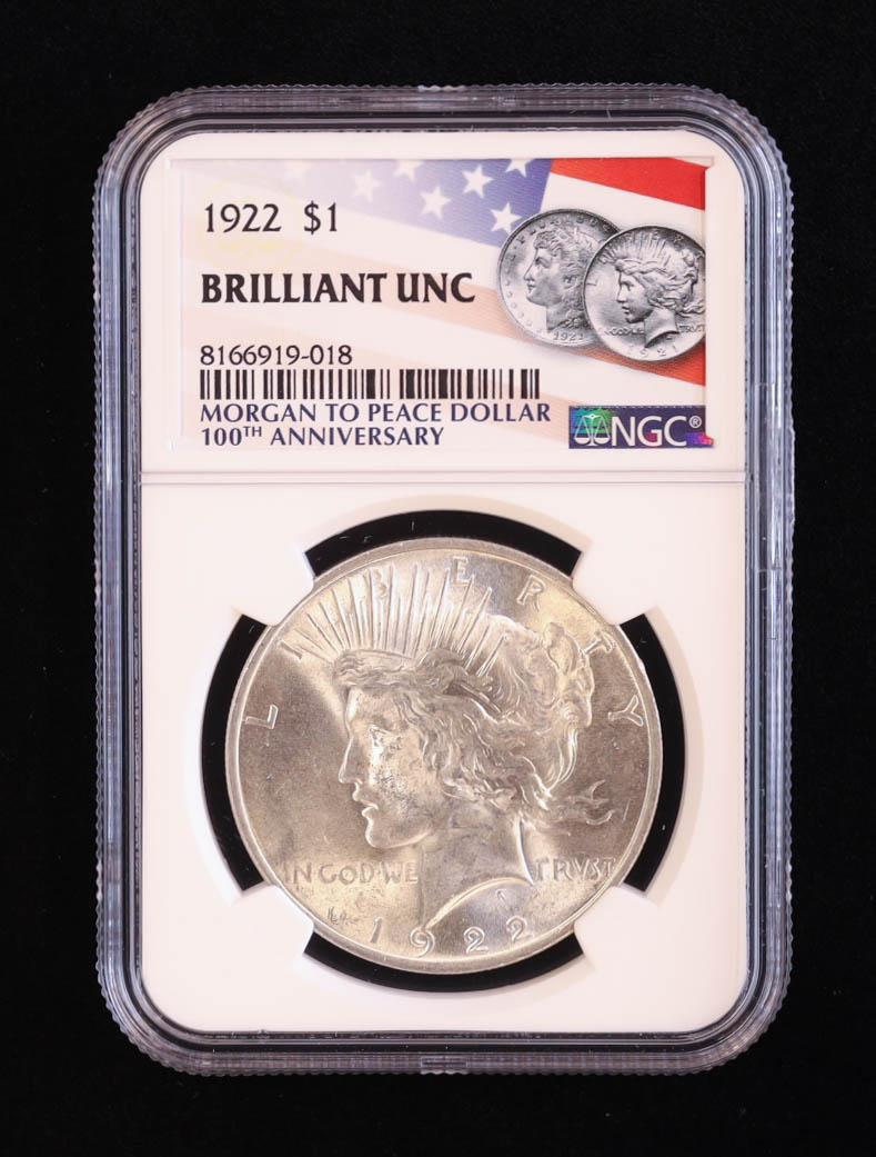 1922 Peace Silver Dollar (NGC Brilliant Uncirculated) at PristineAuction.com 1922 Peace Silver Dollar (NGC Brilliant Uncirculated) at PristineAuction.com
