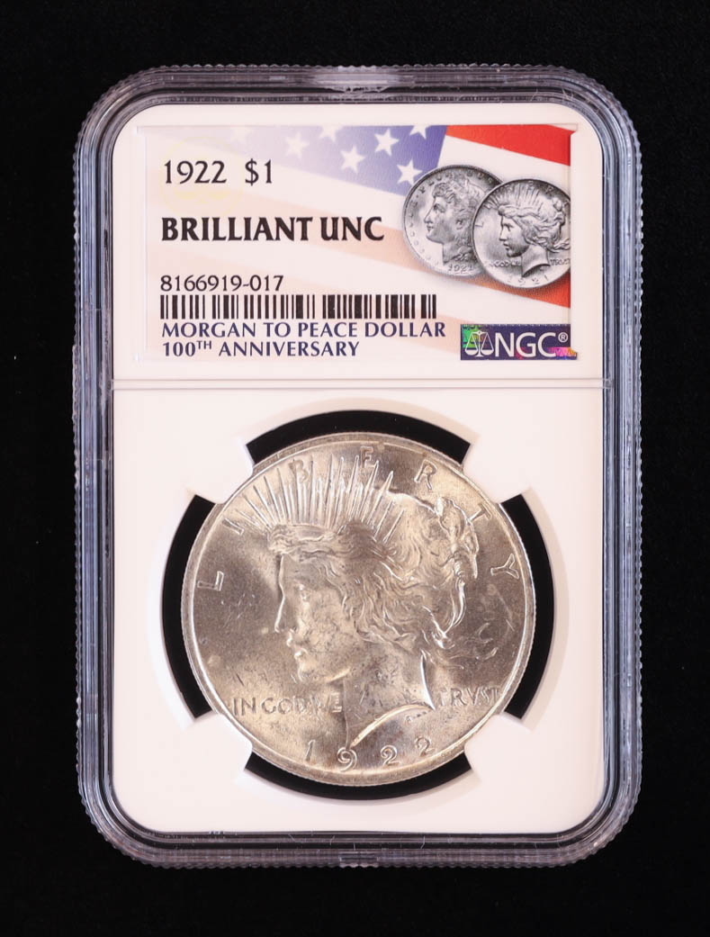 1922 Peace Silver Dollar (NGC Brilliant Uncirculated) at PristineAuction.com 1922 Peace Silver Dollar (NGC Brilliant Uncirculated) at PristineAuction.com