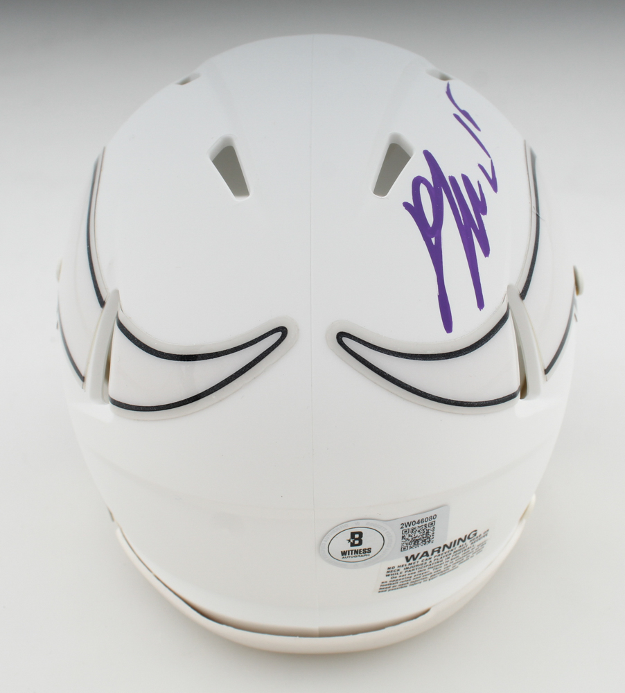 Dallas Turner Signed Vikings White Matte Speed Mini Helmet (Beckett) at PristineAuction.com Dallas Turner Signed Vikings White Matte Speed Mini Helmet (Beckett) at PristineAuction.com