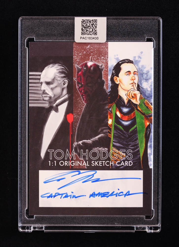 Captain America | Marvel | Original Art Sketch Card by Tom Hodges (1/1 Original Art) at PristineAuction.com Captain America | Marvel | Original Art Sketch Card by Tom Hodges (1/1 Original Art) at PristineAuction.com