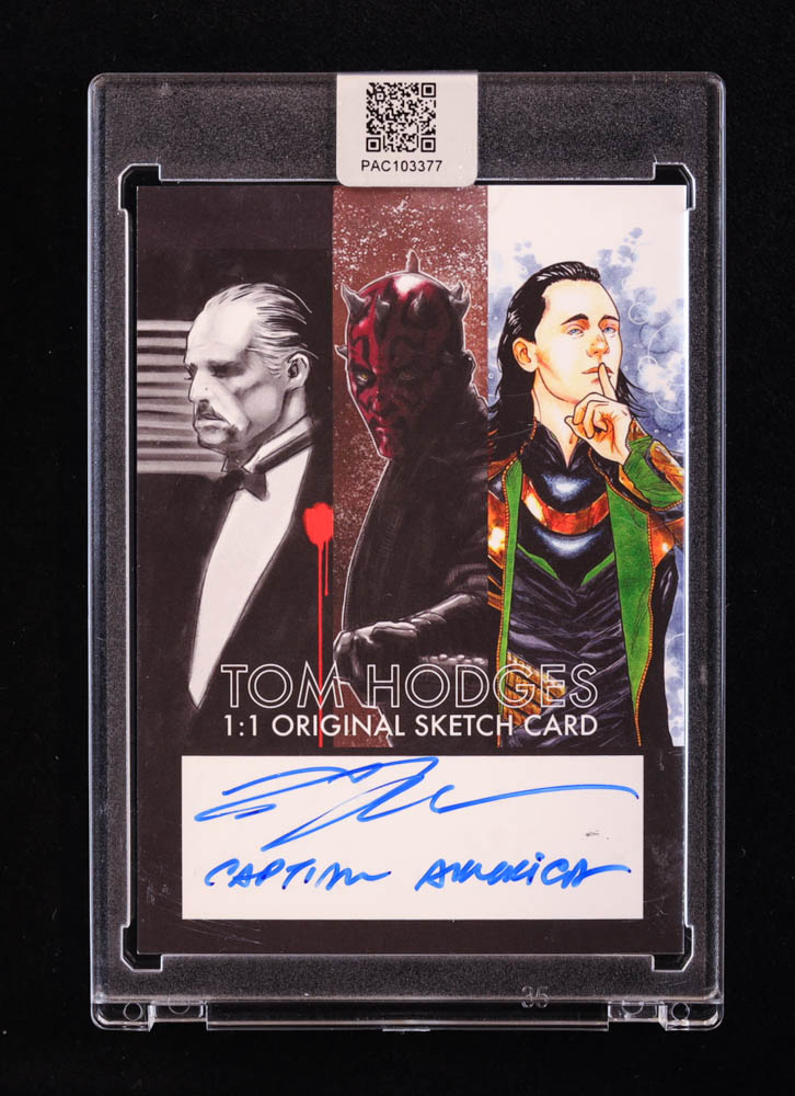 Captain America | Marvel | Original Art Sketch Card by Tom Hodges (1/1 Original Art) at PristineAuction.com Captain America | Marvel | Original Art Sketch Card by Tom Hodges (1/1 Original Art) at PristineAuction.com