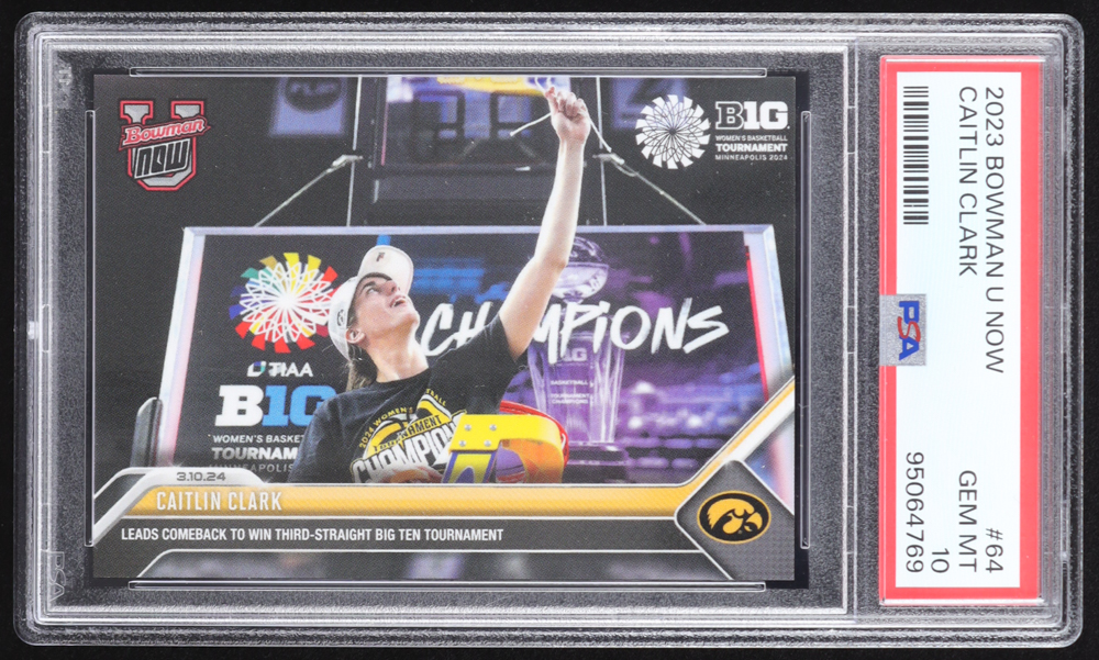 Caitlin Clark 2023-24 Bowman University Now #64 RC (PSA 10) at PristineAuction.com Caitlin Clark 2023-24 Bowman University Now #64 RC (PSA 10) at PristineAuction.com