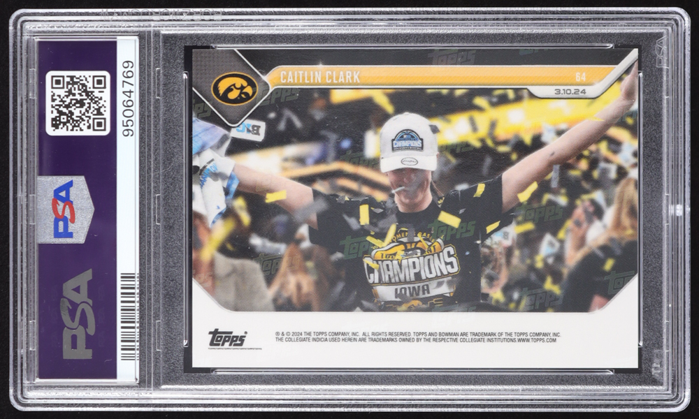 Caitlin Clark 2023-24 Bowman University Now #64 RC (PSA 10) at PristineAuction.com Caitlin Clark 2023-24 Bowman University Now #64 RC (PSA 10) at PristineAuction.com