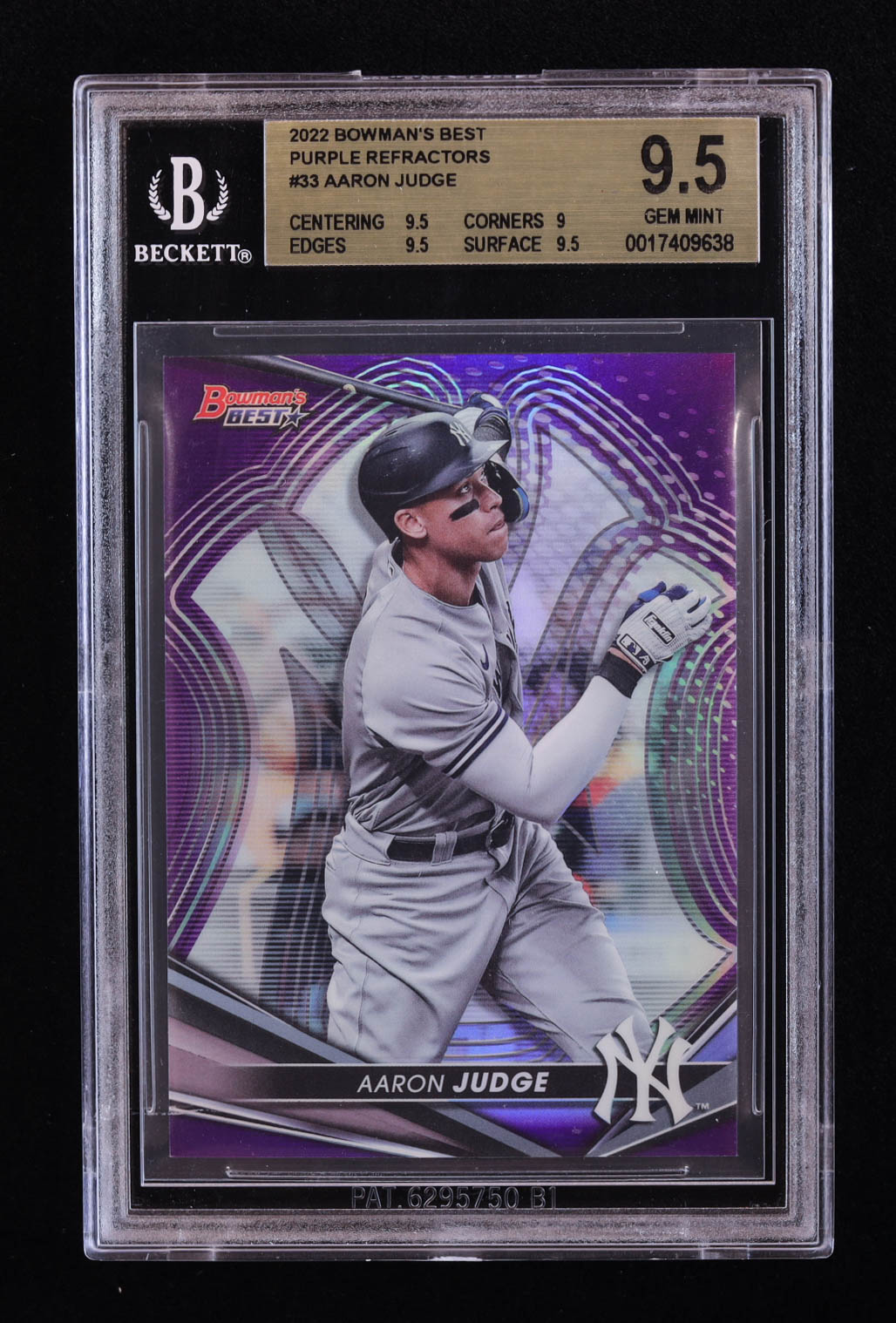 Aaron Judge 2022 Bowman's Best Purple Refractors #33 #77/250 (BGS 9.5) at PristineAuction.com Aaron Judge 2022 Bowman's Best Purple Refractors #33 #77/250 (BGS 9.5) at PristineAuction.com