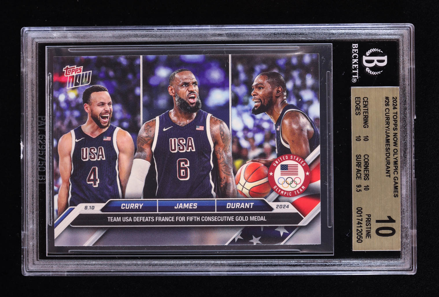 Stephen Curry / LeBron James / Kevin Durant 2024 Topps Now Olympic Games #26 (BGS 10) at PristineAuction.com Stephen Curry / LeBron James / Kevin Durant 2024 Topps Now Olympic Games #26 (BGS 10) at PristineAuction.com