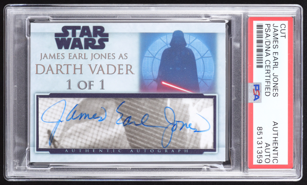 James Earl Jones as Darth Vader Star Wars Custom Cut Signature Trading Card #1/1 (PSA Authentic) at PristineAuction.com James Earl Jones as Darth Vader Star Wars Custom Cut Signature Trading Card #1/1 (PSA Authentic) at PristineAuction.com