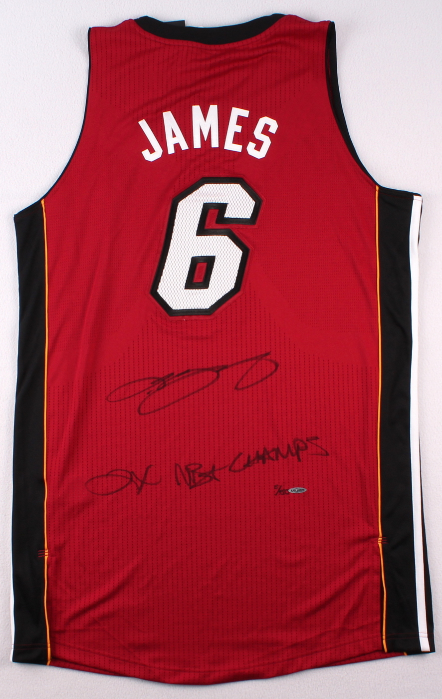 LeBron James Signed Miami Heat Authentic Adidas Alternate Jersey Inscribed "2x NBA Champs" (UDA COA) at PristineAuction.com LeBron James Signed Miami Heat Authentic Adidas Alternate Jersey Inscribed "2x NBA Champs" (UDA COA) at PristineAuction.com