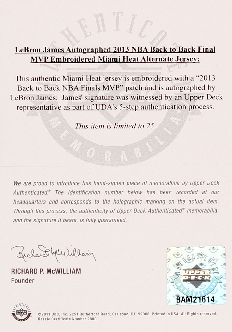 LeBron James Signed LE Miami Heat Authentic Adidas Alternate Jersey with Back to Back Finals MVP Patch #6/25 (UDA COA) at PristineAuction.com LeBron James Signed LE Miami Heat Authentic Adidas Alternate Jersey with Back to Back Finals MVP Patch #6/25 (UDA COA) at PristineAuction.com