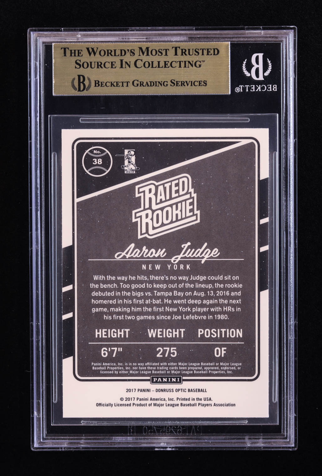 Aaron Judge 2017 Donruss Optic RR #38 RC (BGS 9.5) at PristineAuction.com Aaron Judge 2017 Donruss Optic RR #38 RC (BGS 9.5) at PristineAuction.com