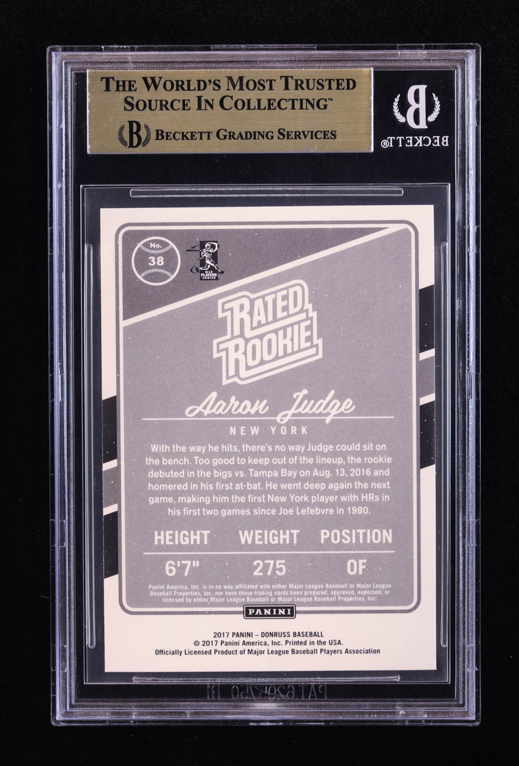 Aaron Judge 2017 Donruss Optic RR #38 RC (BGS 9.5) at PristineAuction.com Aaron Judge 2017 Donruss Optic RR #38 RC (BGS 9.5) at PristineAuction.com
