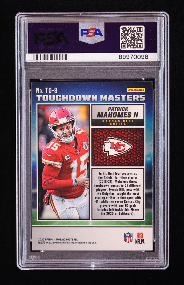 Patrick Mahomes II 2022 Panini Mosaic Touchdown Masters #8 (PSA 9) at PristineAuction.com Patrick Mahomes II 2022 Panini Mosaic Touchdown Masters #8 (PSA 9) at PristineAuction.com