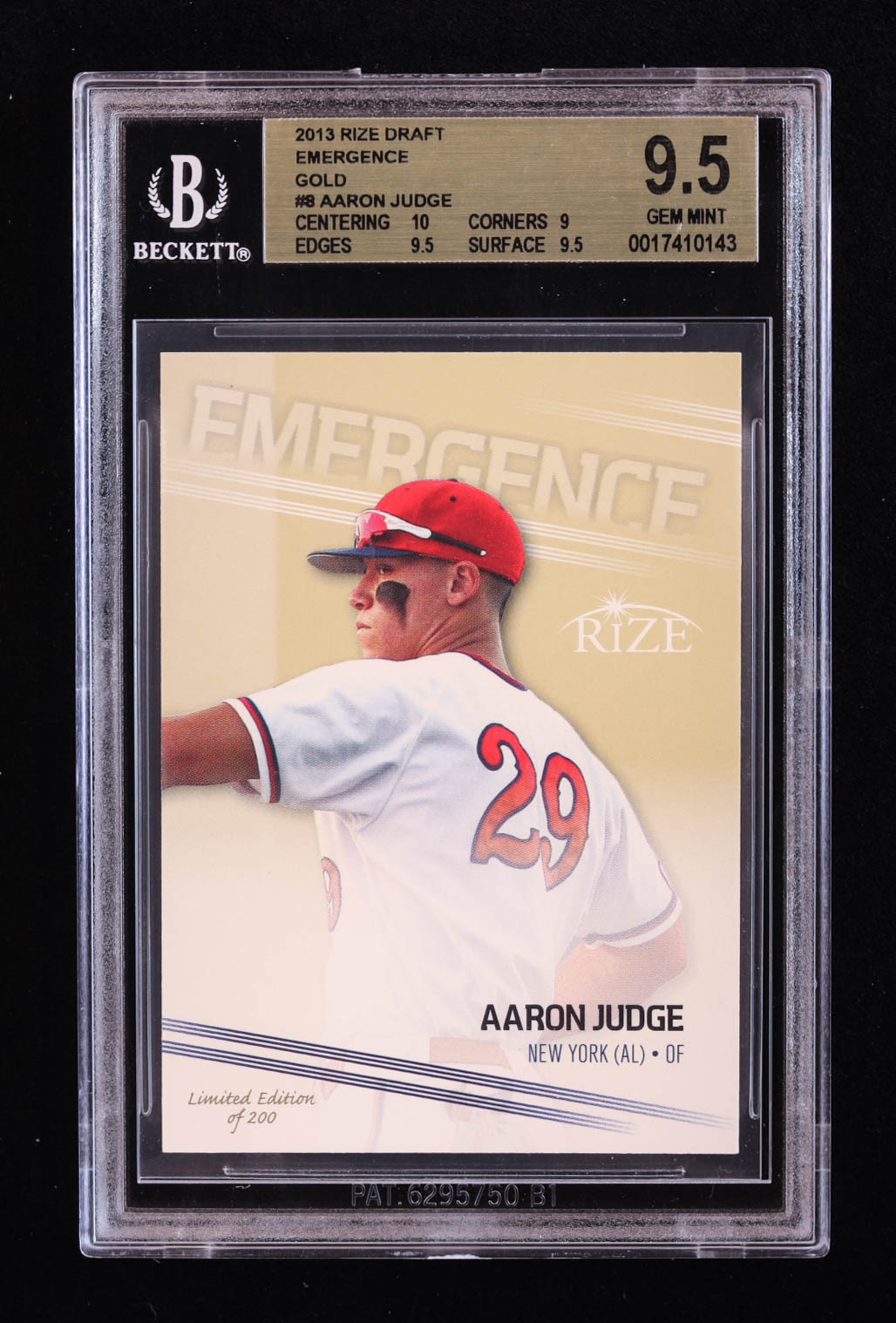 Aaron Judge 2013 Rize Draft Emergence Gold #8 (BGS 9.5) at PristineAuction.com Aaron Judge 2013 Rize Draft Emergence Gold #8 (BGS 9.5) at PristineAuction.com