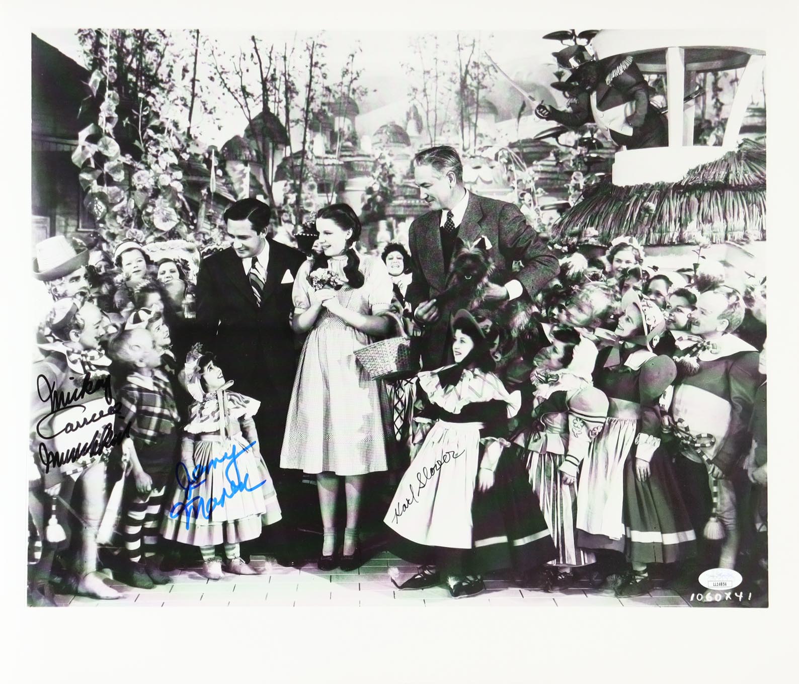 Mickey Carroll, Karl Slover & Jerry Maren Signed "The Wizard of Oz" 16x20 Photo Inscribed "Munchkin" (JSA) at PristineAuction.com Mickey Carroll, Karl Slover & Jerry Maren Signed "The Wizard of Oz" 16x20 Photo Inscribed "Munchkin" (JSA) at PristineAuction.com