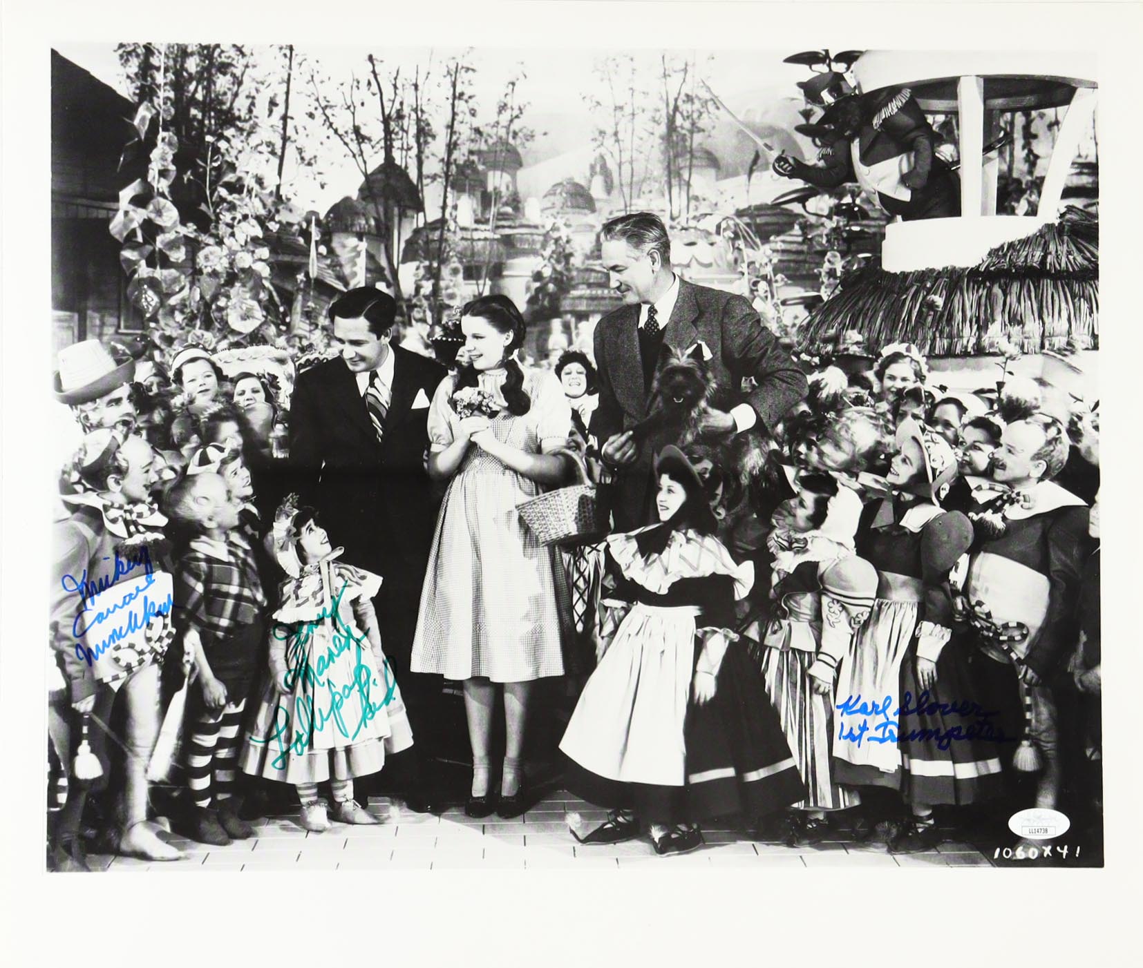 Mickey Carroll, Karl Slover & Jerry Maren Signed "The Wizard of Oz" 16x20 Photo Inscribed "Munchkin", "Lollipop Kid" & "1st Trumpeter" (JSA) at PristineAuction.com Mickey Carroll, Karl Slover & Jerry Maren Signed "The Wizard of Oz" 16x20 Photo Inscribed "Munchkin", "Lollipop Kid" & "1st Trumpeter" (JSA) at PristineAuction.com