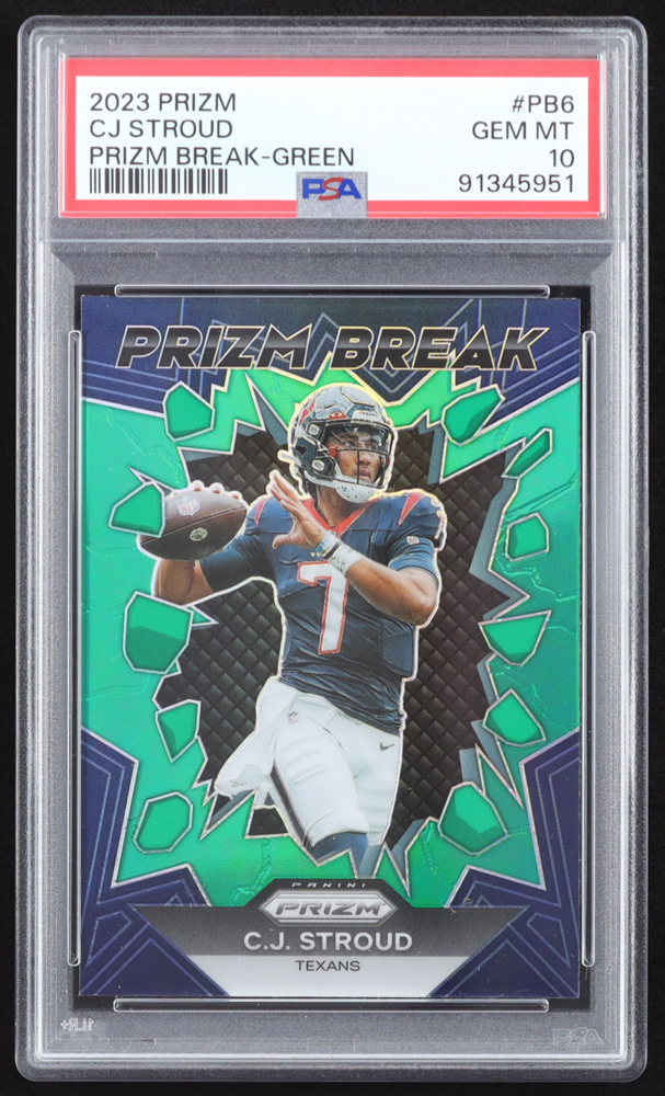 CJ Stroud 2023 Panini Prizm Prizm Break Prizms Green #6 RC (PSA 10) at PristineAuction.com CJ Stroud 2023 Panini Prizm Prizm Break Prizms Green #6 RC (PSA 10) at PristineAuction.com