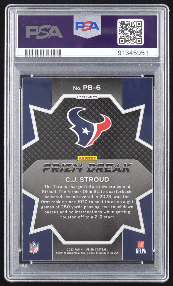 CJ Stroud 2023 Panini Prizm Prizm Break Prizms Green #6 RC (PSA 10) at PristineAuction.com CJ Stroud 2023 Panini Prizm Prizm Break Prizms Green #6 RC (PSA 10) at PristineAuction.com