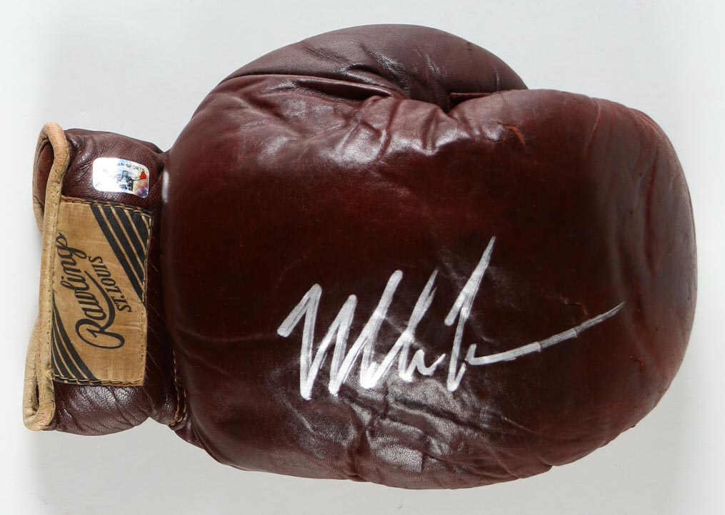 Mike Tyson Signed Rawlings St. Louis Boxing Glove With Wood & Glass Display Case (Tyson) at PristineAuction.com Mike Tyson Signed Rawlings St. Louis Boxing Glove With Wood & Glass Display Case (Tyson) at PristineAuction.com