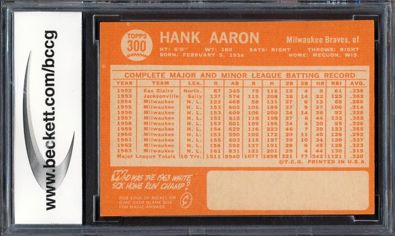 Hank Aaron 1964 Topps #300 (BCCG 8) at PristineAuction.com Hank Aaron 1964 Topps #300 (BCCG 8) at PristineAuction.com