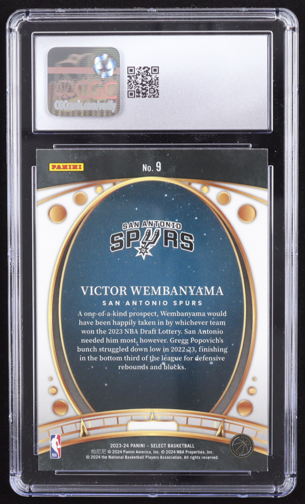 Victor Wembanyama 2023-24 Select Lodestars #9 RC (CGC 10) at PristineAuction.com Victor Wembanyama 2023-24 Select Lodestars #9 RC (CGC 10) at PristineAuction.com