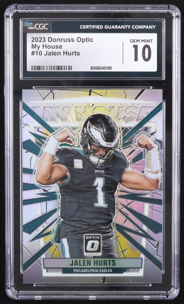 Jalen Hurts 2023 Donruss Optic My House #10 (CGC 10) at PristineAuction.com Jalen Hurts 2023 Donruss Optic My House #10 (CGC 10) at PristineAuction.com