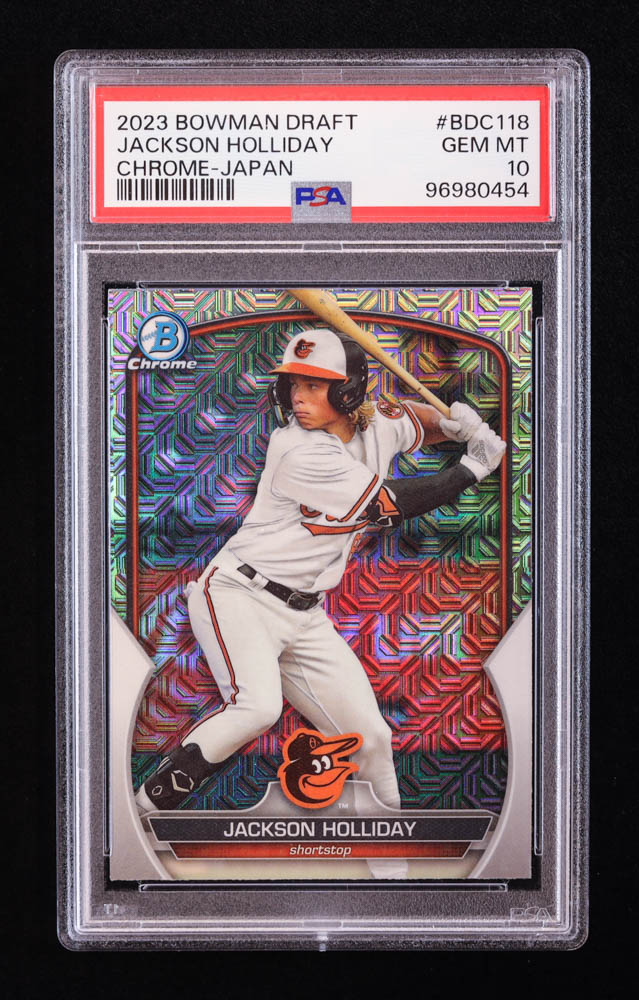 Jackson Holliday 2023 Bowman Chrome Draft Japan Refractors #BDC118 RC (PSA 10) at PristineAuction.com Jackson Holliday 2023 Bowman Chrome Draft Japan Refractors #BDC118 RC (PSA 10) at PristineAuction.com