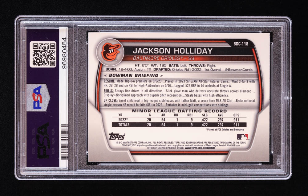 Jackson Holliday 2023 Bowman Chrome Draft Japan Refractors #BDC118 RC (PSA 10) at PristineAuction.com Jackson Holliday 2023 Bowman Chrome Draft Japan Refractors #BDC118 RC (PSA 10) at PristineAuction.com