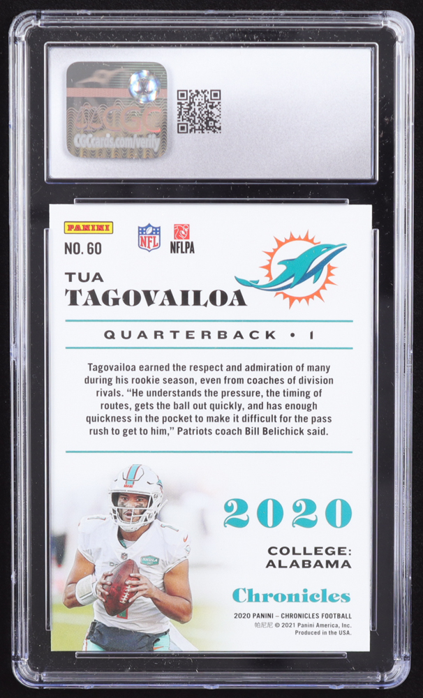 Tua Tagovailoa 2020 Panini Chronicles #60 RC (CGC 10) at PristineAuction.com Tua Tagovailoa 2020 Panini Chronicles #60 RC (CGC 10) at PristineAuction.com