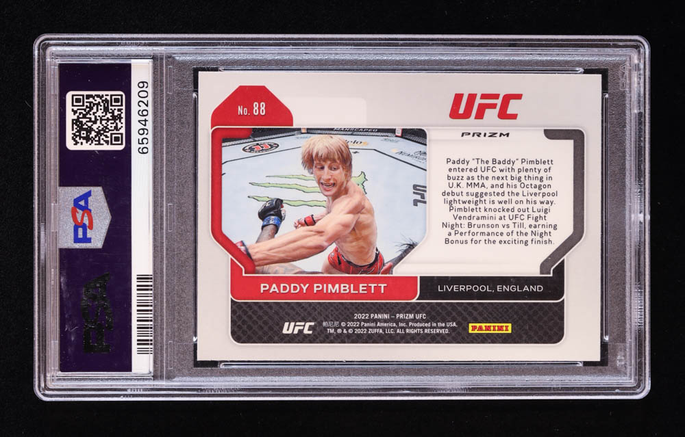 Paddy Pimblett 2022 Panini Prizm UFC Prizms Green #88 RC (PSA 9) at PristineAuction.com Paddy Pimblett 2022 Panini Prizm UFC Prizms Green #88 RC (PSA 9) at PristineAuction.com