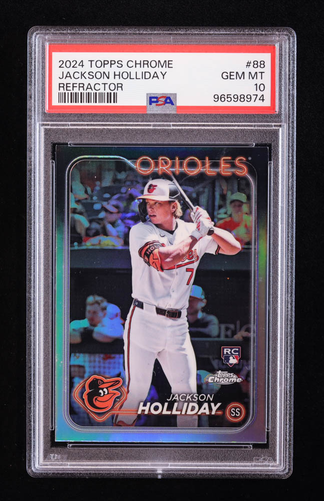 Jackson Holliday 2024 Topps Chrome Refractors #88 RC (PSA 10) at PristineAuction.com Jackson Holliday 2024 Topps Chrome Refractors #88 RC (PSA 10) at PristineAuction.com