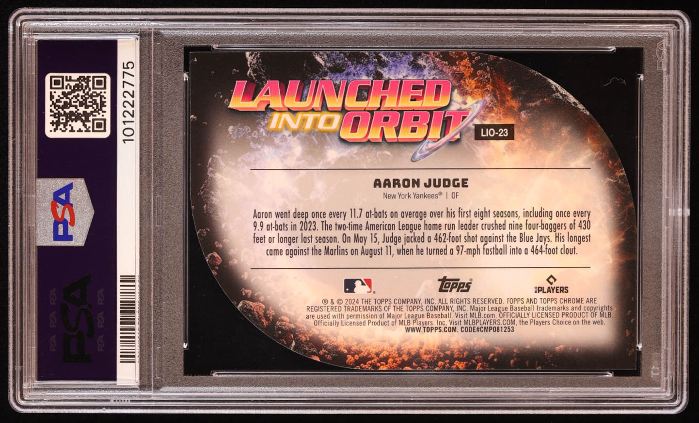 Aaron Judge 2024 Topps Cosmic Chrome Launched Into Orbit #LIO23 (PSA 10) at PristineAuction.com Aaron Judge 2024 Topps Cosmic Chrome Launched Into Orbit #LIO23 (PSA 10) at PristineAuction.com