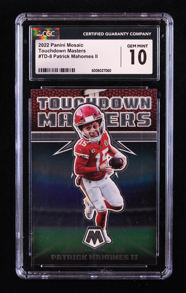 Patrick Mahomes II 2022 Panini Mosaic Touchdown Masters #8 (CGC 10) at PristineAuction.com Patrick Mahomes II 2022 Panini Mosaic Touchdown Masters #8 (CGC 10) at PristineAuction.com