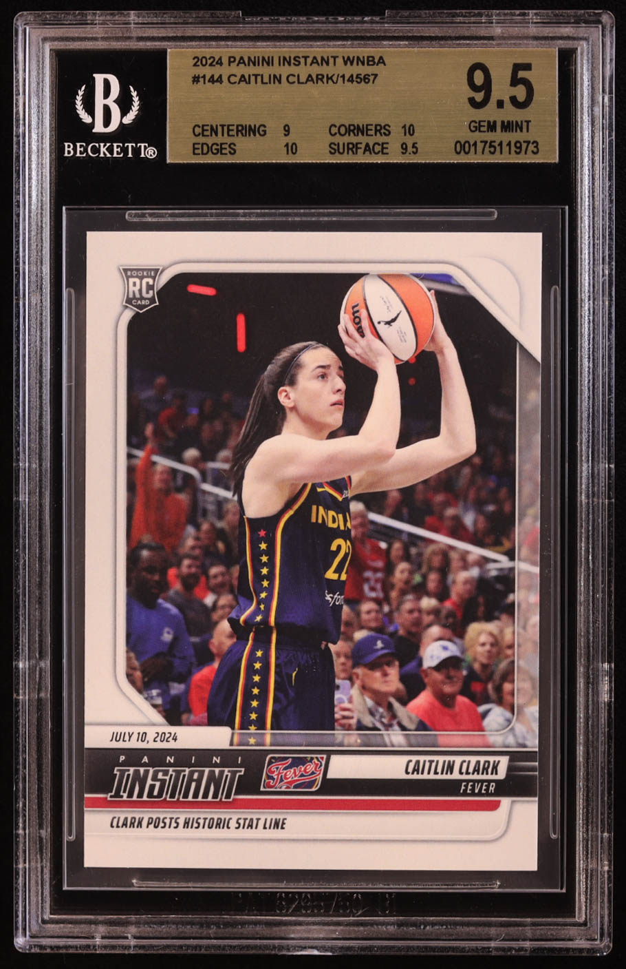 Caitlin Clark 2024 Panini Instant WNBA #144 RC (BGS 9.5) at PristineAuction.com Caitlin Clark 2024 Panini Instant WNBA #144 RC (BGS 9.5) at PristineAuction.com